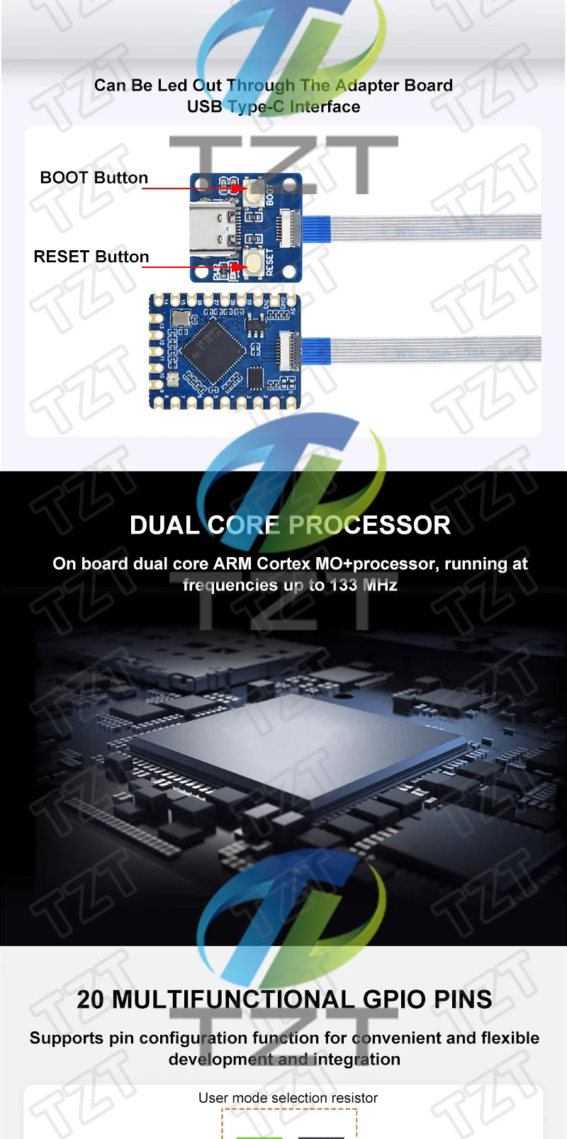 TZT RP2040-Tiny Development Board Modul RP2040 Für NULL Raspberry Pi PICO USB Typ C Schnittstelle 264 KB SRAM 2 MB Flash Für Arduino – Detail 3