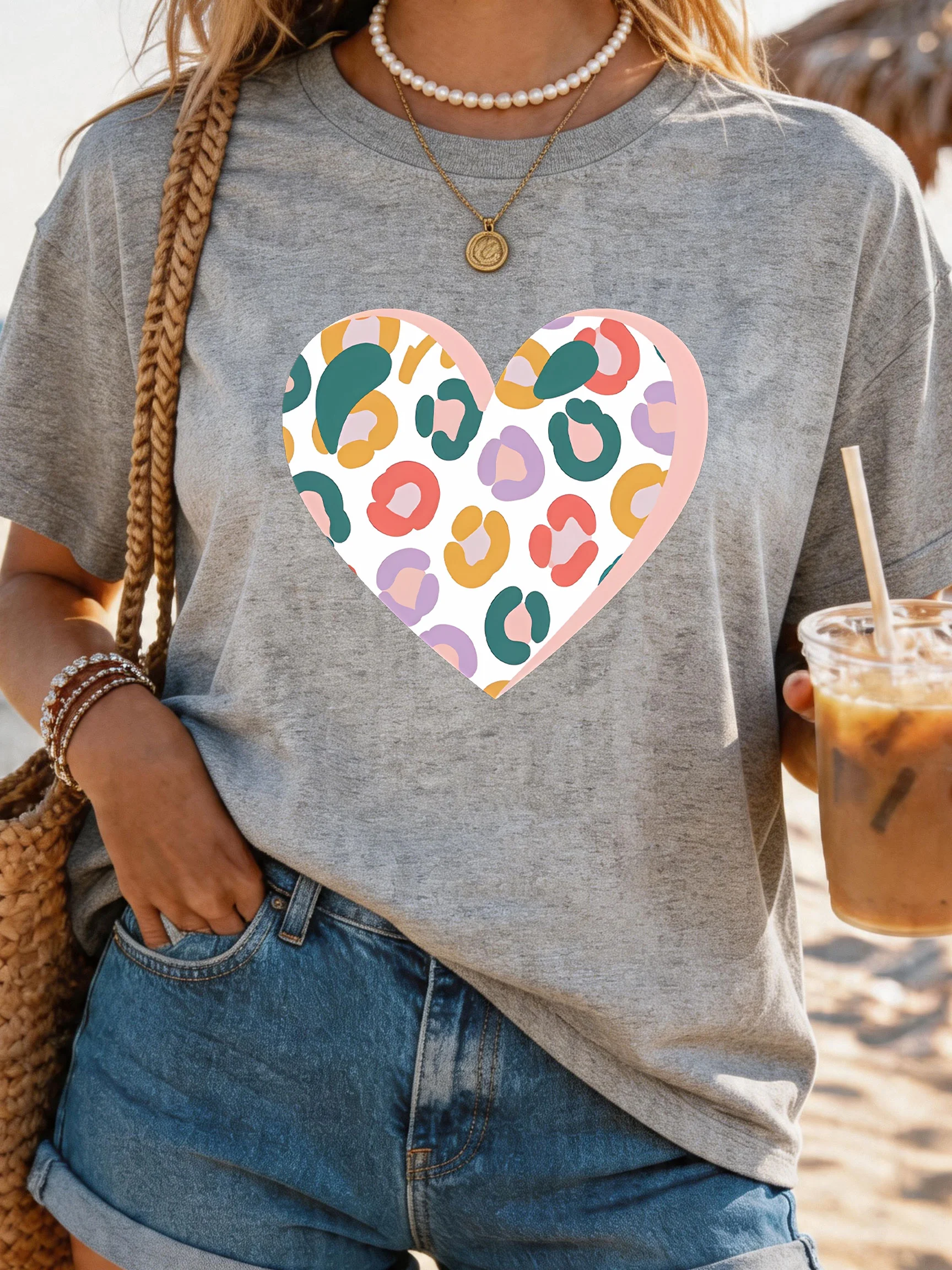

Women's Large Size Printed round Neck Short Sleeve T-shirt 1-7XL Comfortable Casual Top in European Style