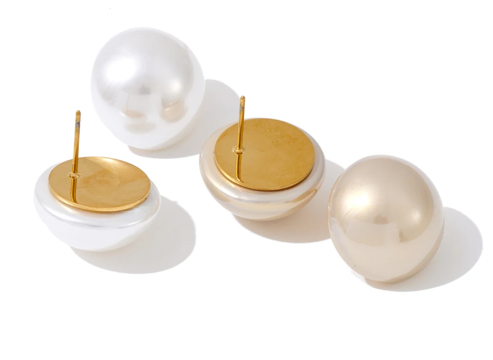 Yhpup 20*20mm Hochwertige Imitationsperlen Große Runde Ohrstecker für Frauen Eleganter Chic Attraktiver Schmuck Verhindern Allergien Geschenk – Detail 7