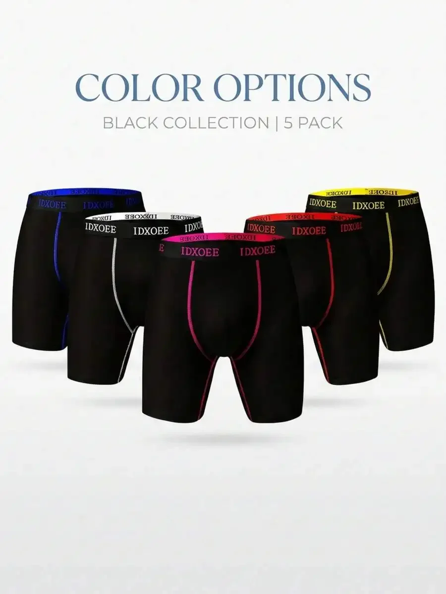 

5 Pcs Mens Breathable Comfortable Boxer Briefs Elastic Sports Underwear