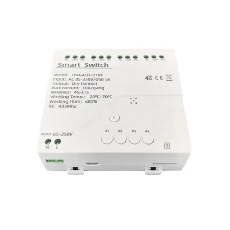 

Умный переключатель Reliabletuya, реле 4G LTE с RF 433 МГц, умный GSM переключатель, приложение, беспроводное управление, 4G, 4 канала, удаление контроллера