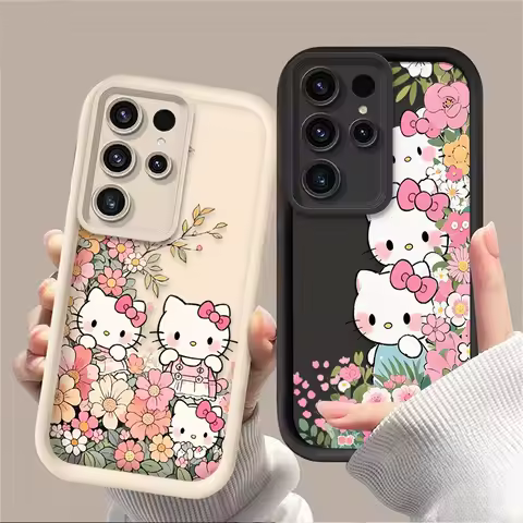 Flower Cluster Hello Kitty Case For Samsung Galaxy S24 S23 S25 Ultra S22 S21 Plus FE A56 A36 A26 A16 A06 A15 A25 A35 A55 5G Etui