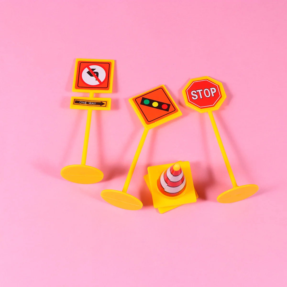 

5 Pcs Cake Decoration Birthday Topppers Picks Cupcake Ornament Decorations Road Sign