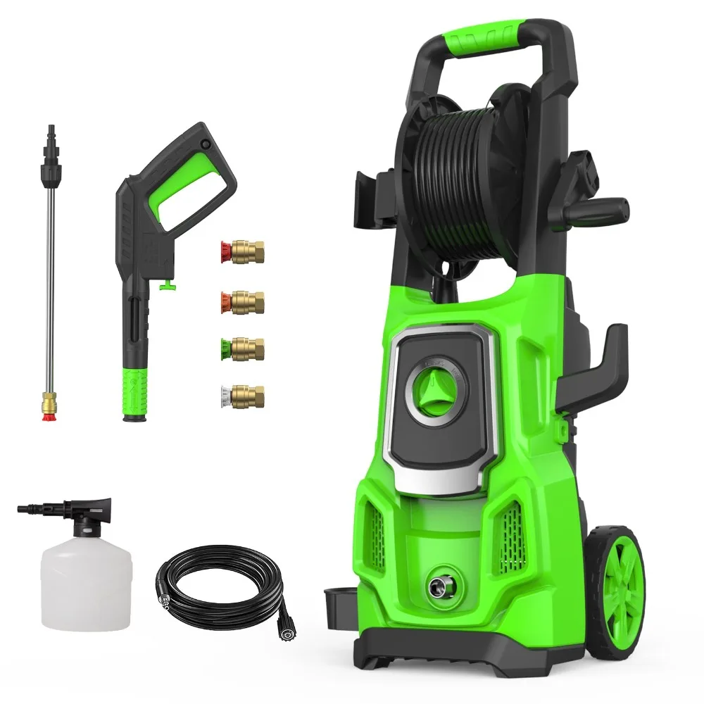 

Electric Pressure Washer, 3800 Max PSI, 2.6 GPM Power Washer Machine with Hose Reel,4 Quick Connect Nozzles, Foam Cannon