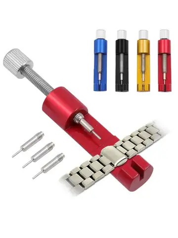 Kit de herramientas de reparación de removedor de pasadores de enlace de correa de reloj de Metal para relojeros con paquete de 3 Mini herramientas de correa de reloj de pines adicionales