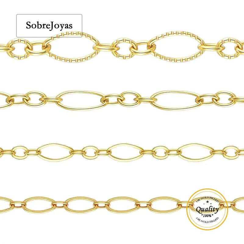 

Овальная незавершенная цепочка с позолотой 14 карат 3,43 мм/3 мм/2,7 мм, минималистичное золотое ожерелье, ювелирная цепочка для аксессуаров «сделай сам», цепочки