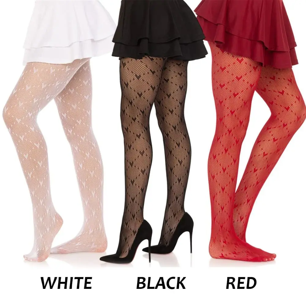 Funny Elastic Heart Mesh Stockings Slimming Thin Sexy Fishnet Stockings Hosiery Breathable Argyle Tights Pantyhose Girl