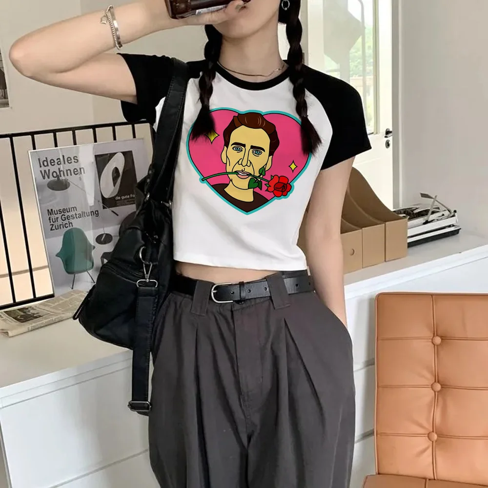 nicolas cage t-shirts women summer t shirt girl anime comic clothes