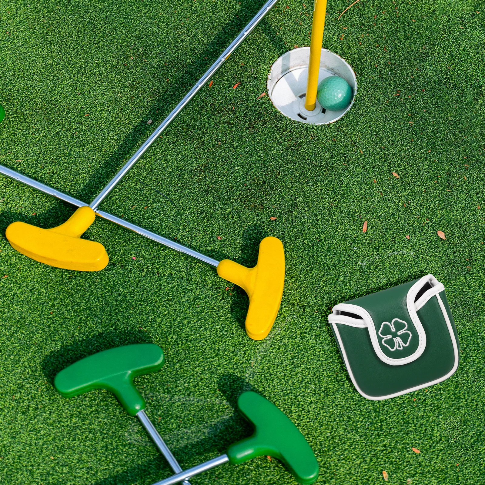 

1pcs PU Green Clover Durable Retro Golfs Cover Retro Mallet Golfs Putter Cover Protection Supplies
