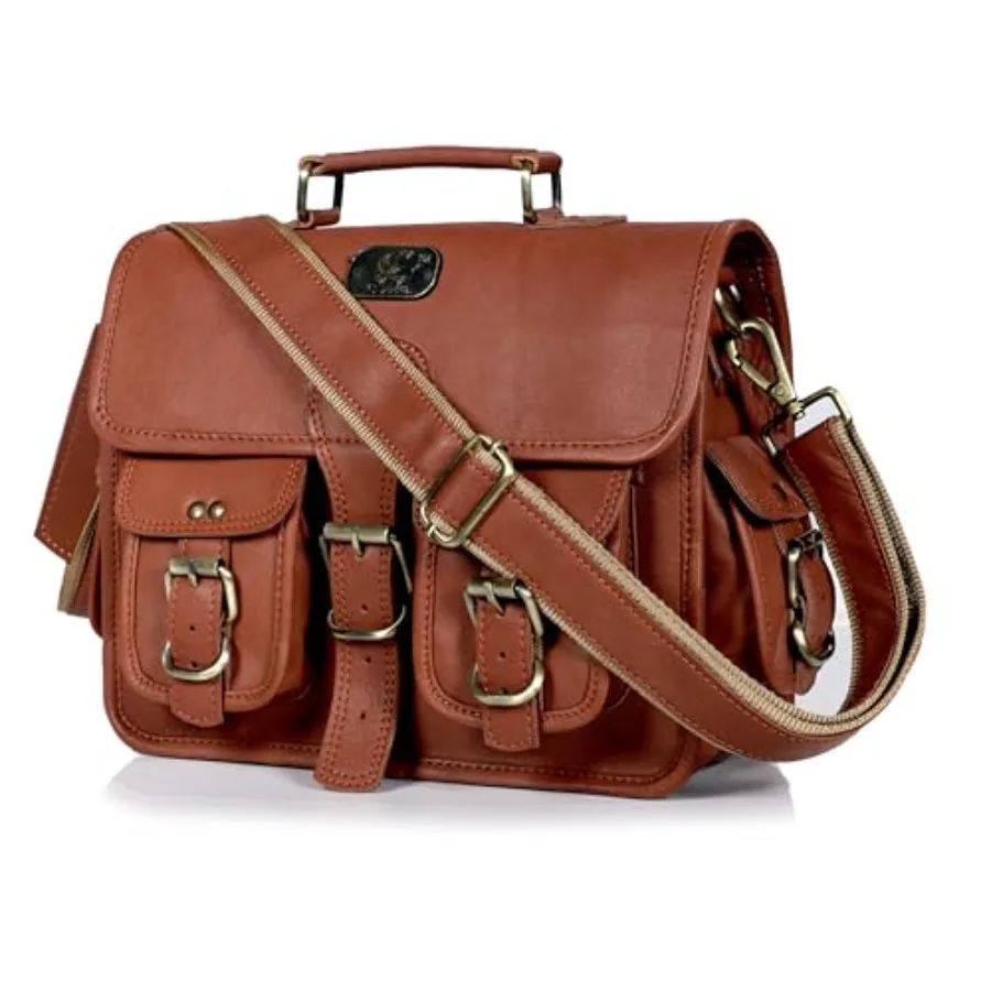 cuero Leather Messenger Bag for Men and Women 12 Inch Laptop Crossbody Vintage Handmade Leather Unisex Shoulder Satchel Bag Ful