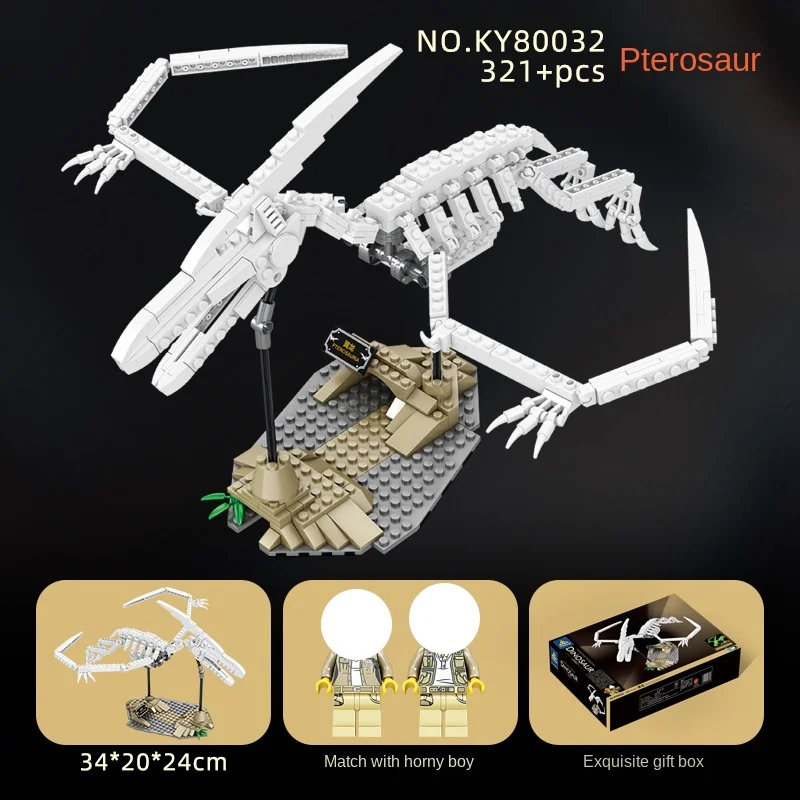 Bloques de construcción de dinosaurio que brilla en la oscuridad, Triceratops Rex, Pterodáctilo, Stegosaurus, modelo de ensamblaje, juguetes de rompecabezas ensamblados para niños