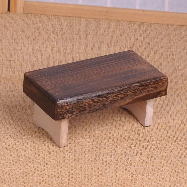 Mini Antique Foldable Wooden Low Stool Rectangle Kids Stool Portable Japanese Style Asian Traditional Furniture Tatami