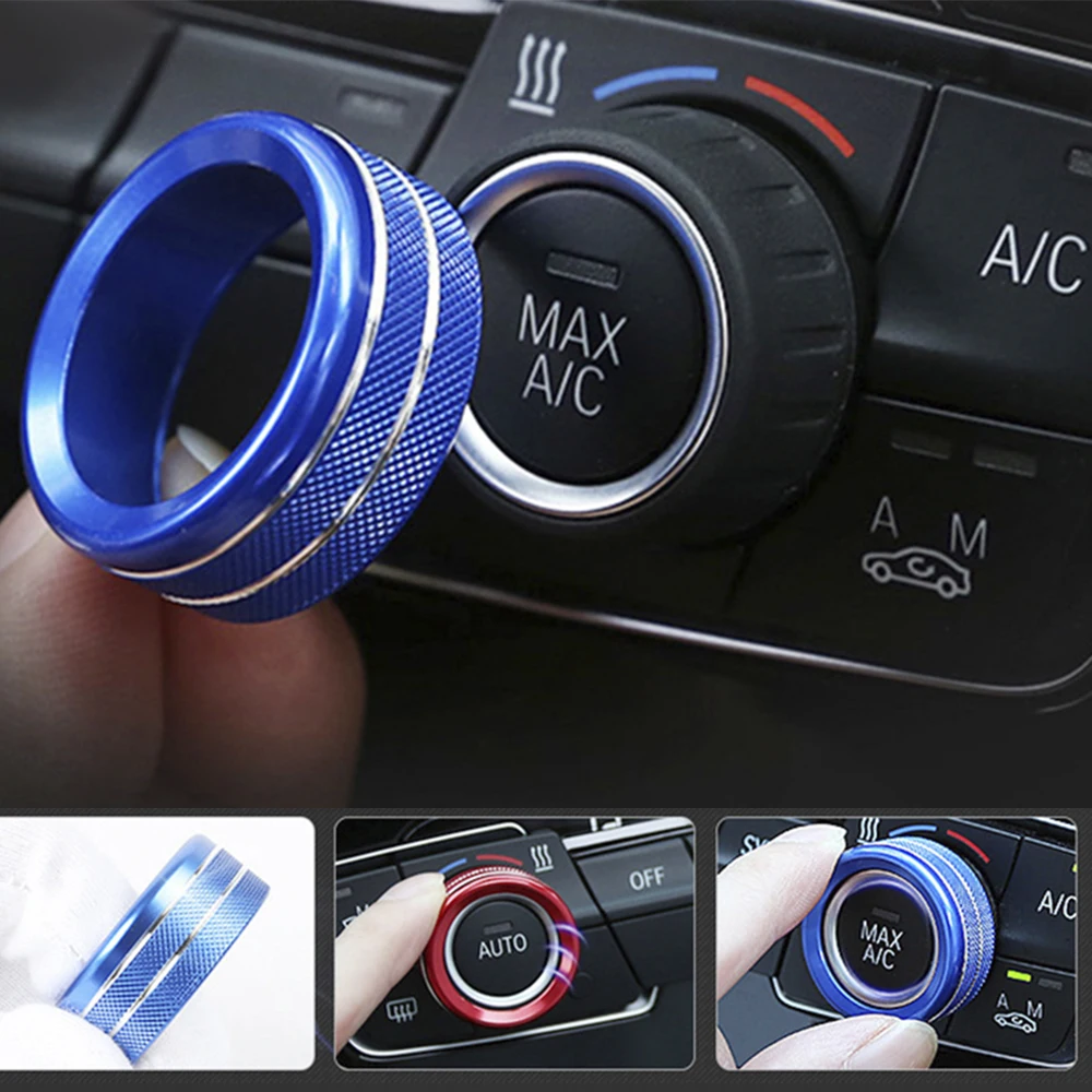 3Pcs/Set Car Air Conditioner Trims For BMW 1 2 3 3GT 4 Series X1 X2 Aluminum Alloy Car Button Protection Cover Scratch-Resistant