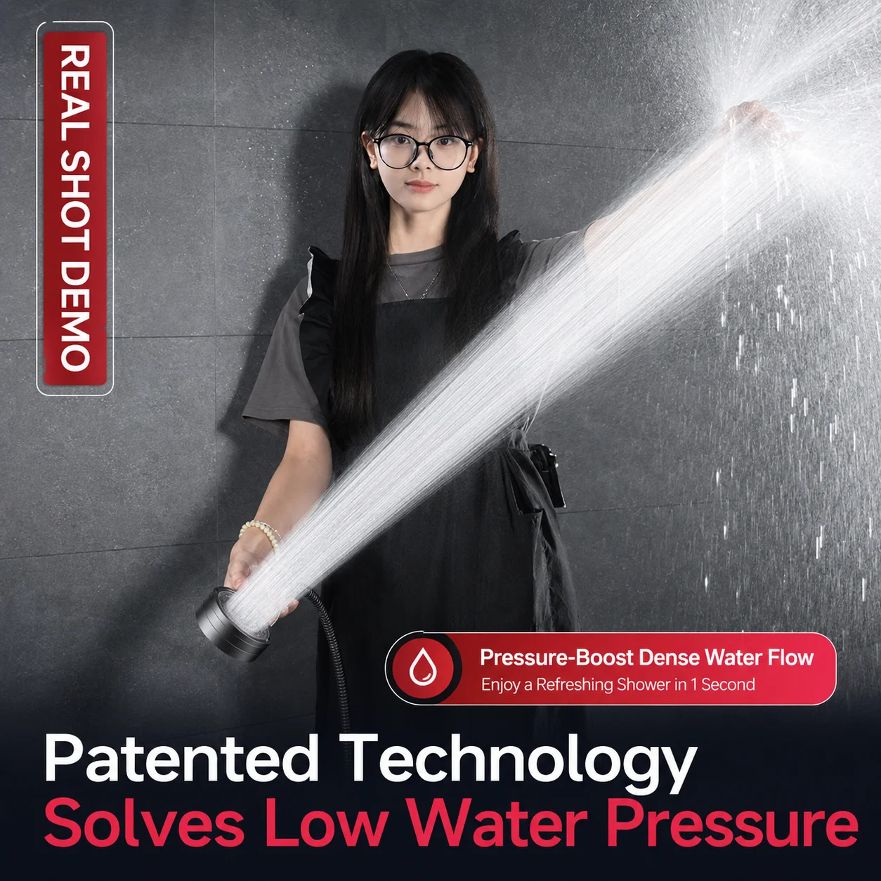 High Pressure Shower Head Handheld Large Panel Rainfall Showerhead with One-Key Stop Water Saving for Bathroom Accessories view 2