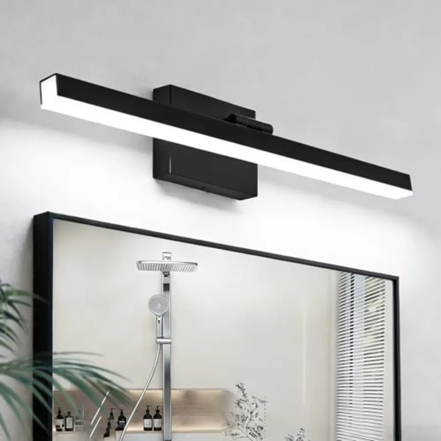 

Modern Bathroom Vanity Light, Rotatable, 16W Dimmable Led Bathroom Light Fixture Over Mirror, Black Vanity Bar 6000K