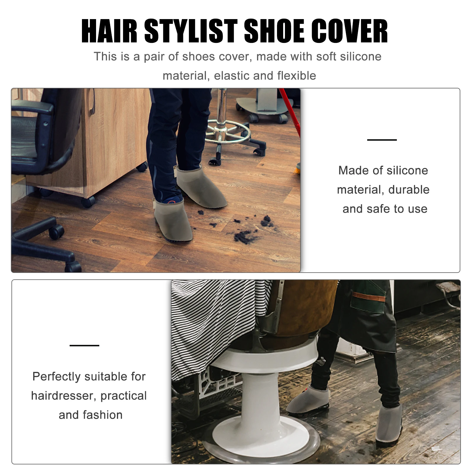 

1Set Silicone Hairdresser Shoes Cover Soft Flexible Waterproof Protective Shoe Protector Slip Resistant Haircut Shoe Covers