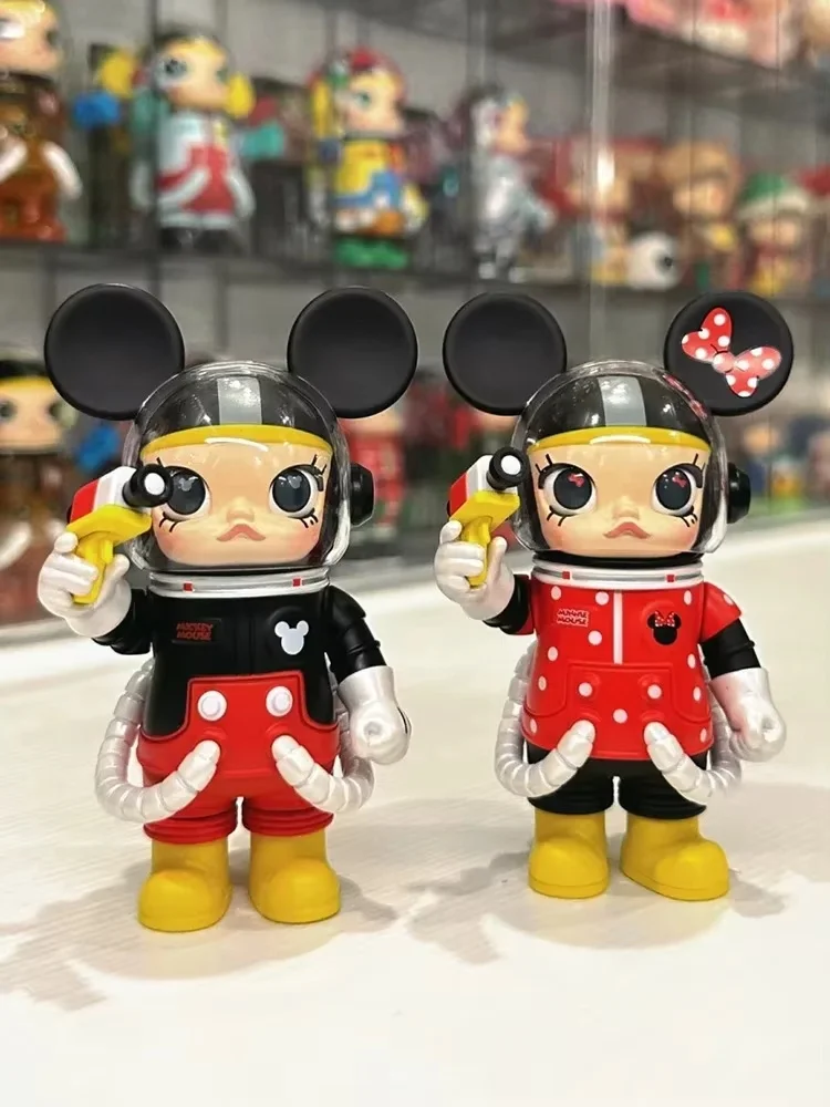 Molly X Disney Mickey Minnie 100% 400% Space Figure Mega Molly Anime Action Statue Kawaii Model Desktop Decoration Collect Gift