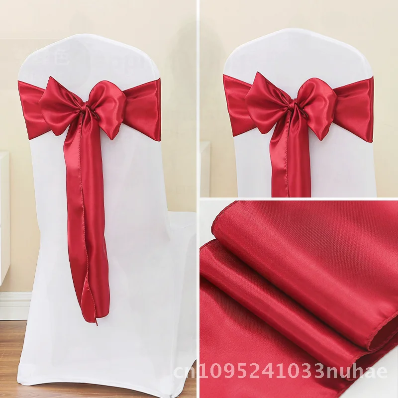 

Wholesale Satin Ribbon Banquet Wedding Chair Back Decorative Bow Tie Spandex Milk Silk Rectangular Chair Cover Available in