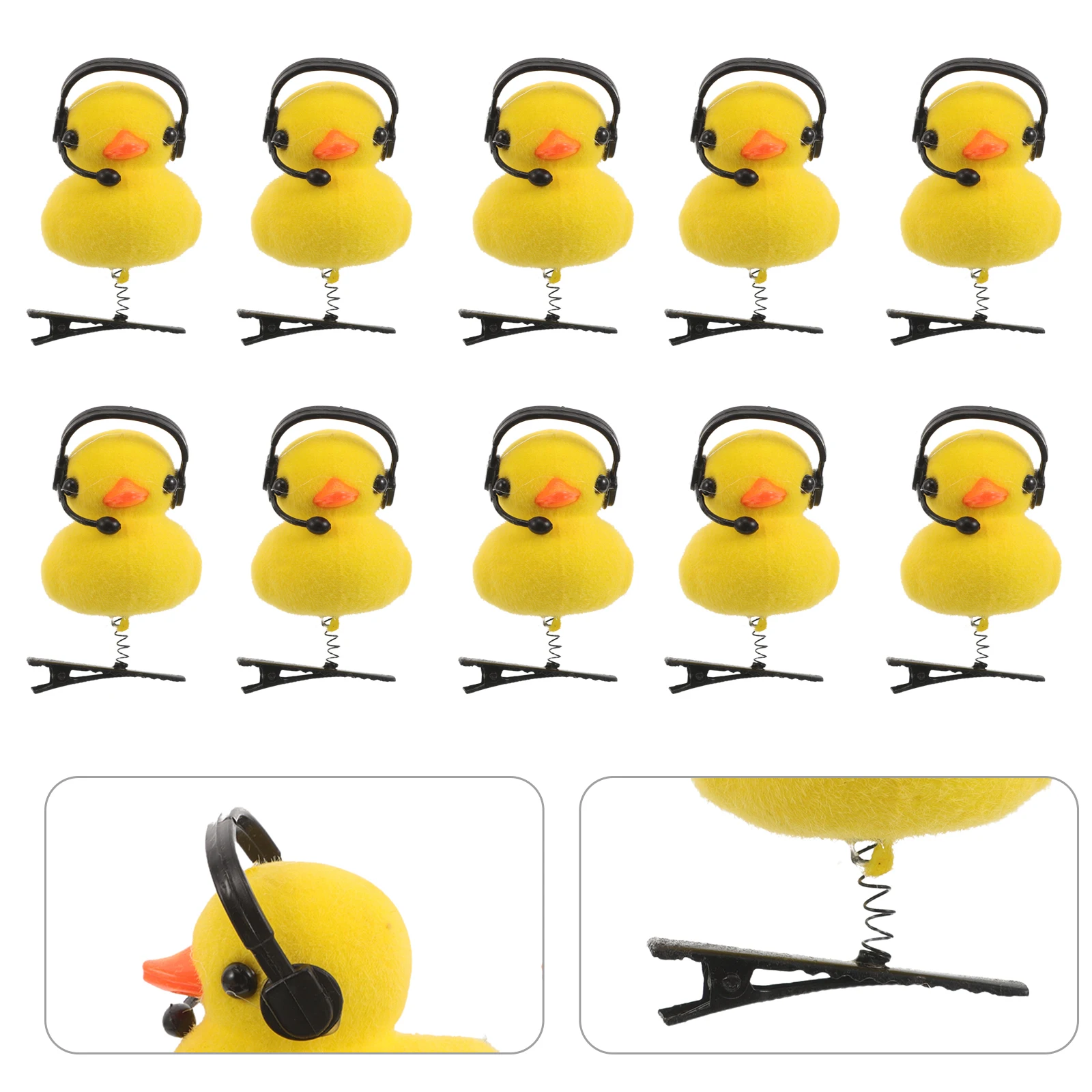 

15 Pcs Headset Yellow Duck Hair Clip Cute Decorative Accessories for Girls Little Cartoon Metal Clips Travel