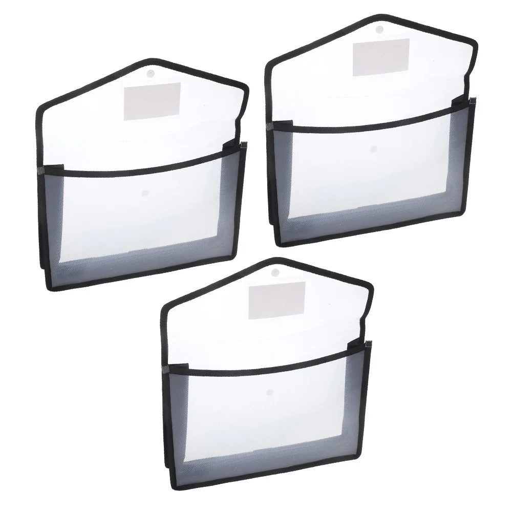 

3pcs Waterproof File Bags A4 Clear Document Organizer Portable Thick Plastic File Pockets For Office School Business Use