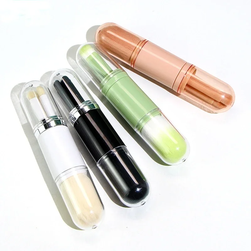 Pennello per trucco telescopico 4 in 1 Pennelli per trucco da viaggio portatili Set Ombretto in polvere in polvere Mini Pennello per trucco Strumenti di bellezza 4 pezzi / set