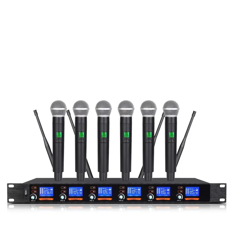 

TLF Xtuga U640 UHF Wireless Microphone System Whole Metal Handheld 6 Transmistter Excellent for Stage Karaoke