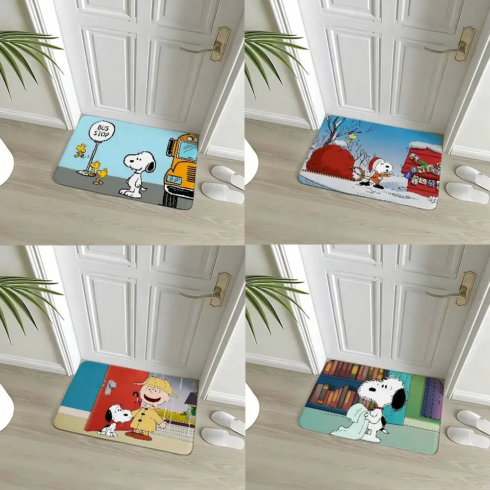 Tapis de salle de bain antidérapant classique Snoopy, tapis de porte, tapis de décoration pour la maison, tapis d'entrée résistant aux rayures