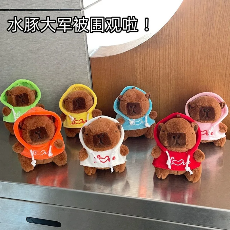 1Pcs Nette Capybara Plüsch Schlüsselring Spielzeug Anhänger Cartoon Plüsch Puppen Schlüsselbund Mode Rucksack Anhänger Dekoration Geburtstag Geschenke