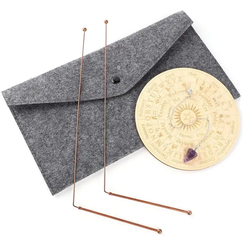 A19F: varillas de brujería de cobre, tabla de péndulo para prácticas espirituales y adivinación, kit para la caza de fantasmas, la búsqueda de agua y la sanación energética.