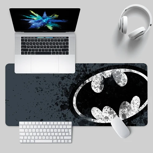 Imagen 2 del producto Alfombrilla de ratón con Logo de héroe B-Batman, impresión HD, para jugadores de ordenador, borde de bloqueo, alfombrilla de ratón antideslizante XXL90x40cm, teclado, alfombrilla de escritorio para PC