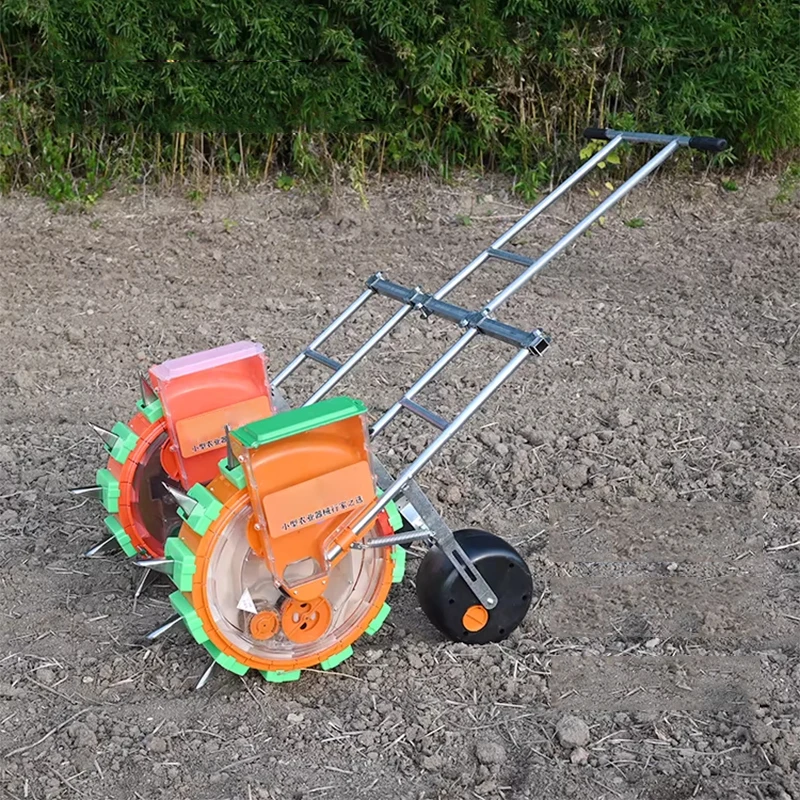 Hand-Pushed Dual-Row Seeder; Peanut, Corn, and Soybean Seeder; Precision Seeder; Automatic Soil-Pressing Multifunctional Seeder
