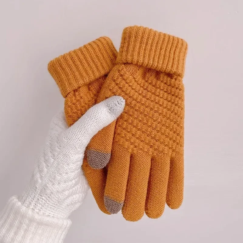 Touch screen gloves for men and women in winter, cute student cycling, warm and cold-proof, thickeneded winter velvet gloves,...