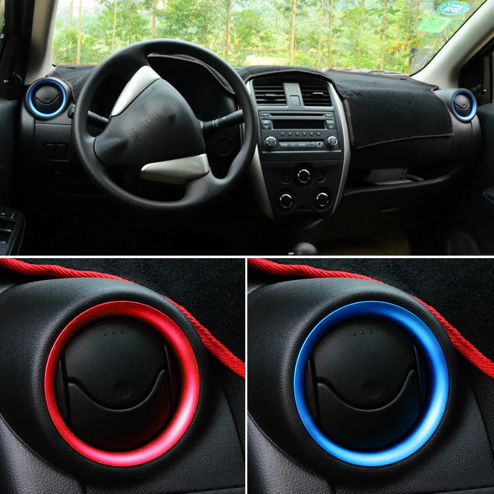 صالح تمام سيارة الهواء A/C تنفيس حلقة إطار الكسوة ملصق أنيق الديكور الداخلي اكسسوارات لنيسان ميكرا مارس K13 2011-2017 #4