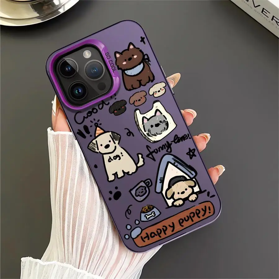아이폰 14 15 16 플러스 11 12 13 프로 맥스 17 에어 16e용 소프트 쉘 폰 케이스 귀여운 만화 강아지 디자인