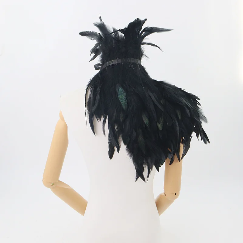 

Gothic feather stole stage runway masquerade Halloween costume feather accessory