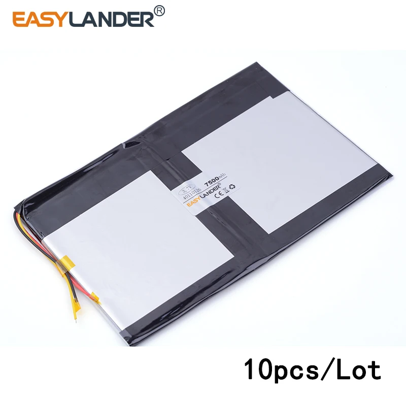 

10pcs/Lot 3.7V 7500mAH 40110126 lithium Li ion polymer rechargeable battery for power bank tablet pc cell phone speaker mp4 gps