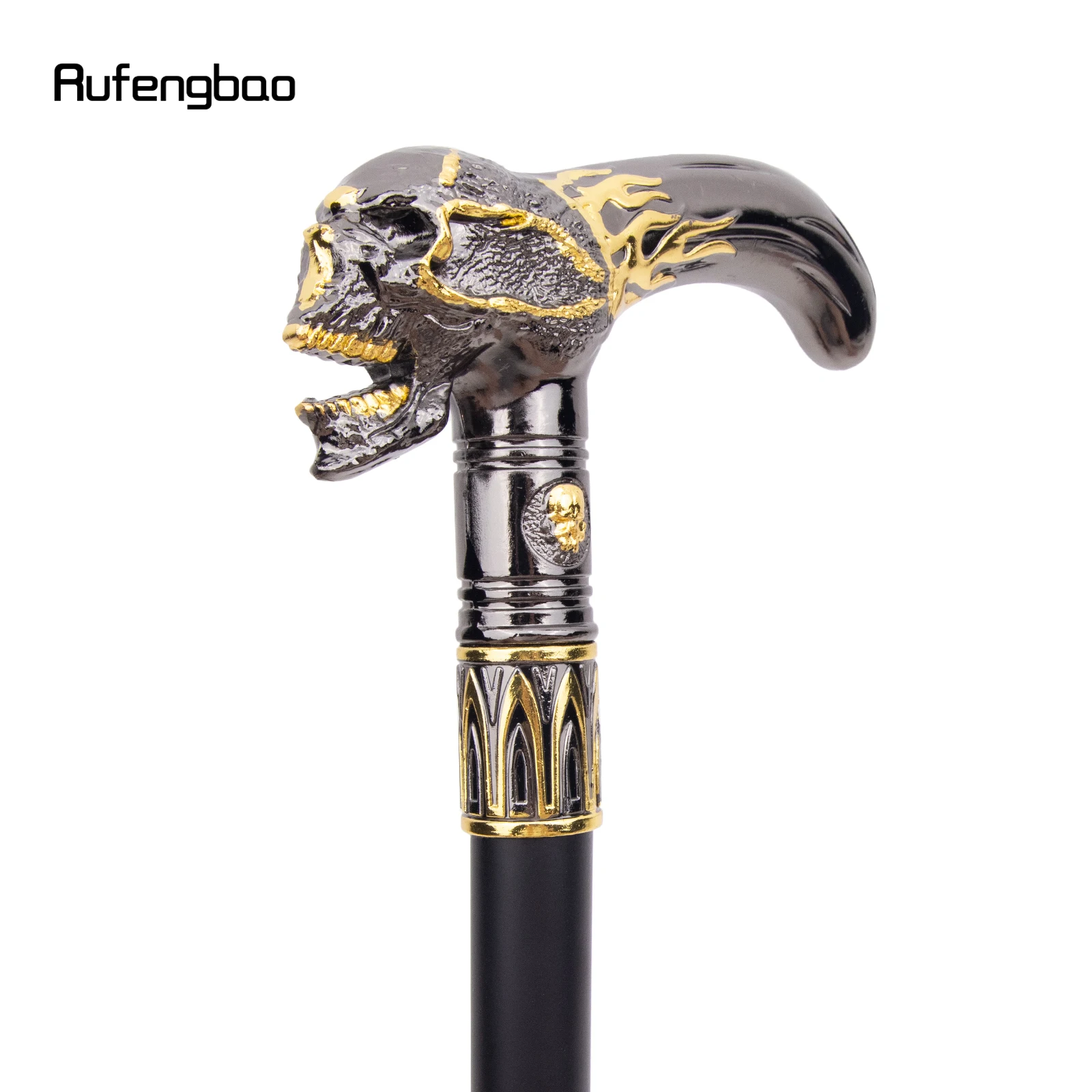 الذهبي الأسود الجمجمة رئيس عصا للمشي موضة عصا الزخرفية أنيقة تأثيري قصب مقبض Crosier أداء المرحلة قصب 92 سنتيمتر #3