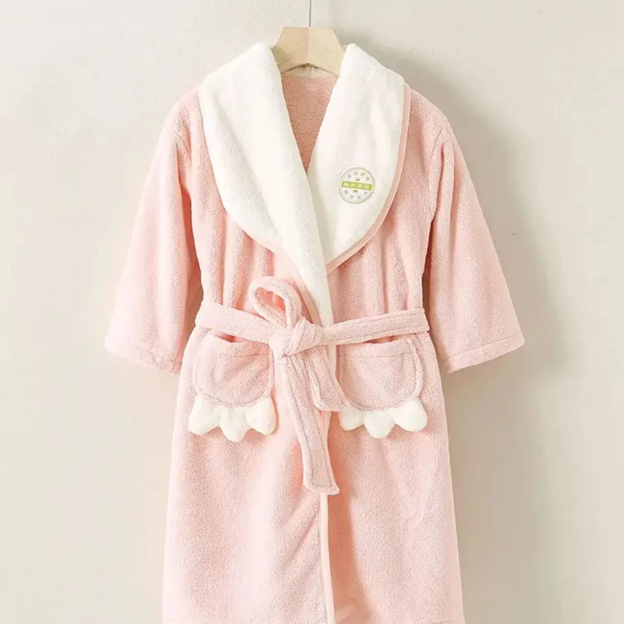 Autumn/Winter Thick Coral Fleece Children's Bathrobe Quick-Drying Absorbent Pajamas Warm Sleepwear Girl Boy Flannel Homewear