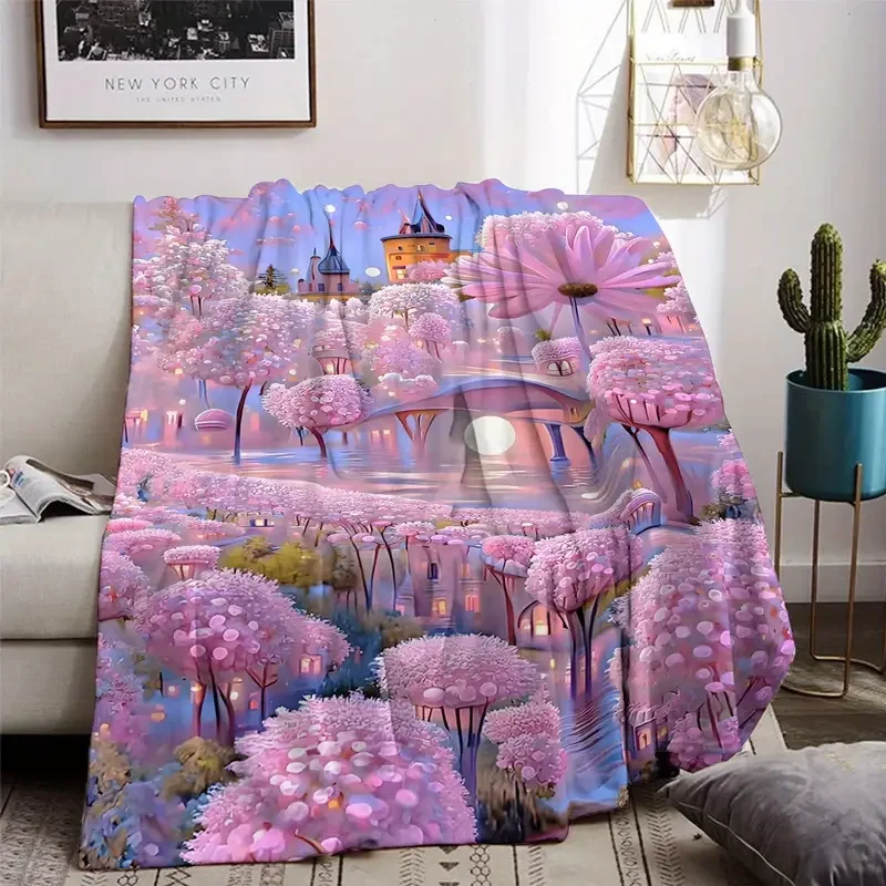 魅惑的なガーデンピンクフランネルブランケット - 暖かく居心地の良い - ベッド、自宅、キャンプ、ソファ、旅行、ハロウィーン、クリスマスに最適