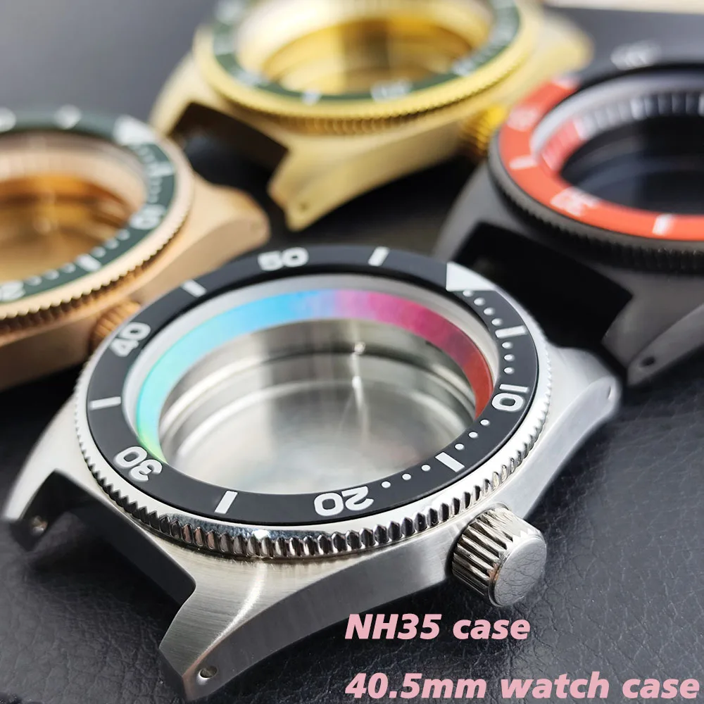 NH35 case 40.5mm watch case sapphire glass with aluminum bezel suitable for NH35 NH36 movement 30 meter waterproof case