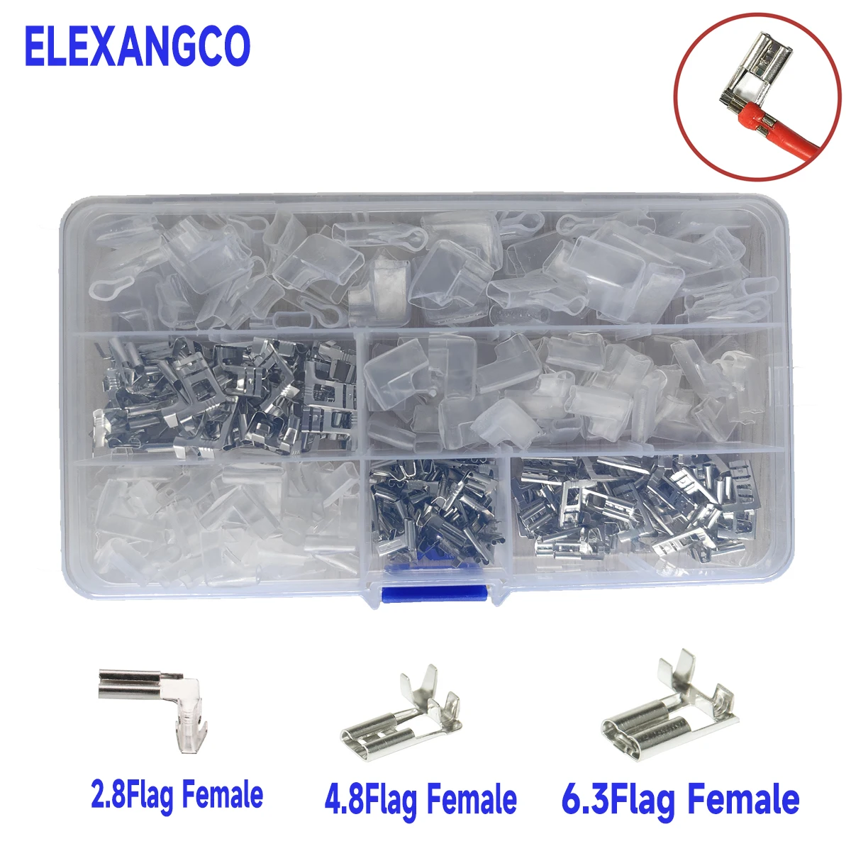 240Pcs Flag Type Spring Insert Terminal + Sheath L-shaped Elbow Cold Pressed Terminal Brass Seven-Fgure Wire Quick Connector
