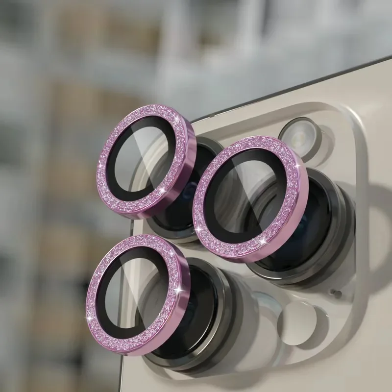 2-3Pcs ฟิล์มป้องกันเลนส์กล้องเพชรสำหรับไอโฟน 17 16 15 14 โปรแม็กซ์โลหะเลนส์แหวนป้องกันฟิล์มสำหรับไอโฟน 14 15 พลัส