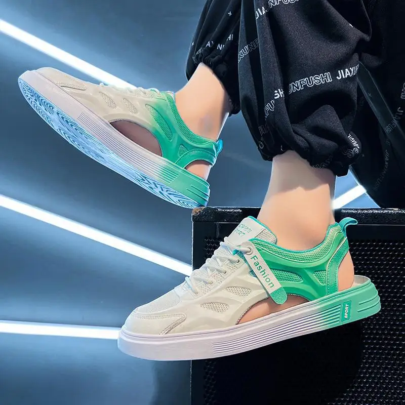 New Hole Shoes Men's Non-slip Summer Baotou Lazy Half Slippers Men's One-pedal Men's Shoes Beach Upstream Shoes.