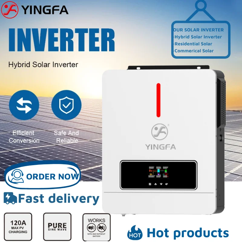 4.2KW 6.2KW Hybrid Solar Inverter 24V 48V 230V Pure Sine Wave 120A MPPT Charge with BMS & WiFi Dual Output Work without Battery