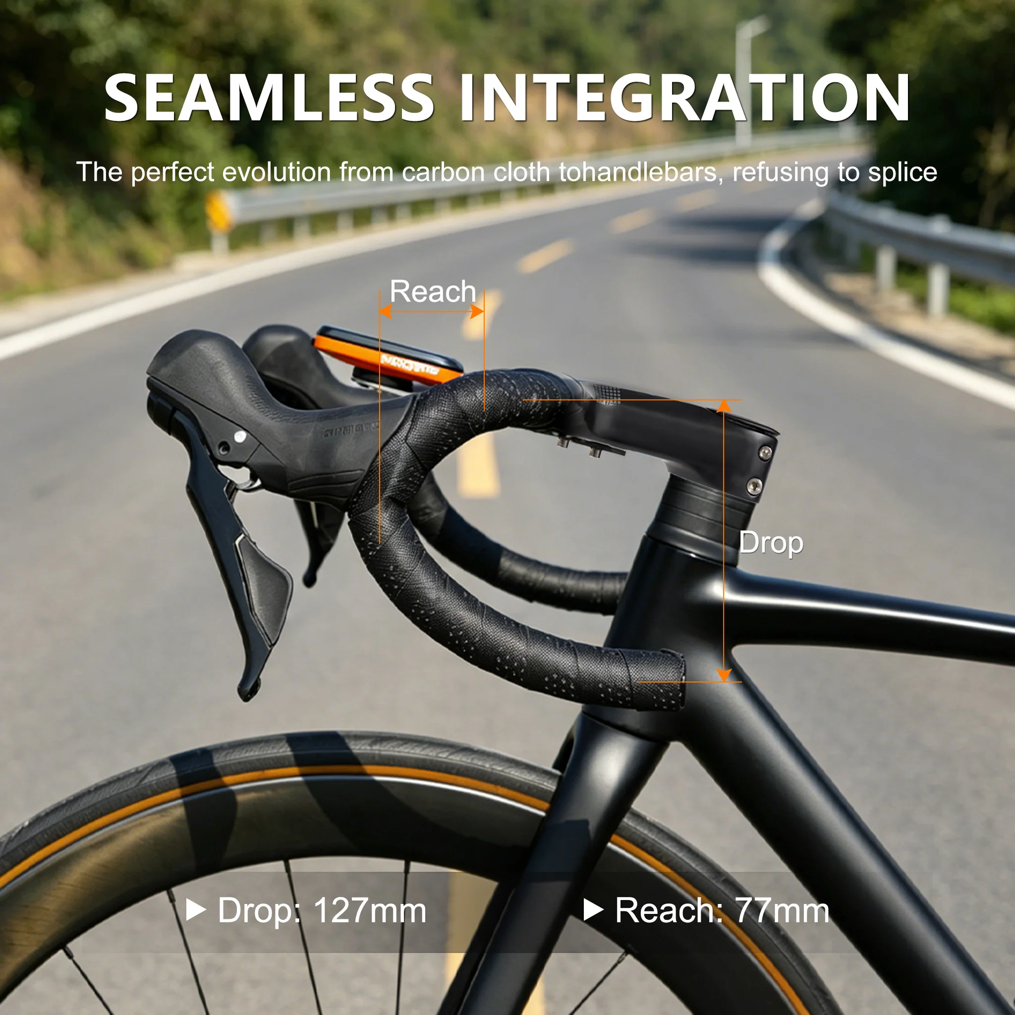 TOSEEK Vollcarbon-Integrierter Rennradlenker Cockpit OD2 Internes Kabel 28,6/31,8mm -6 ° Mit Abstandshaltern 380/400/420mm für Drop Bar – Detail 10