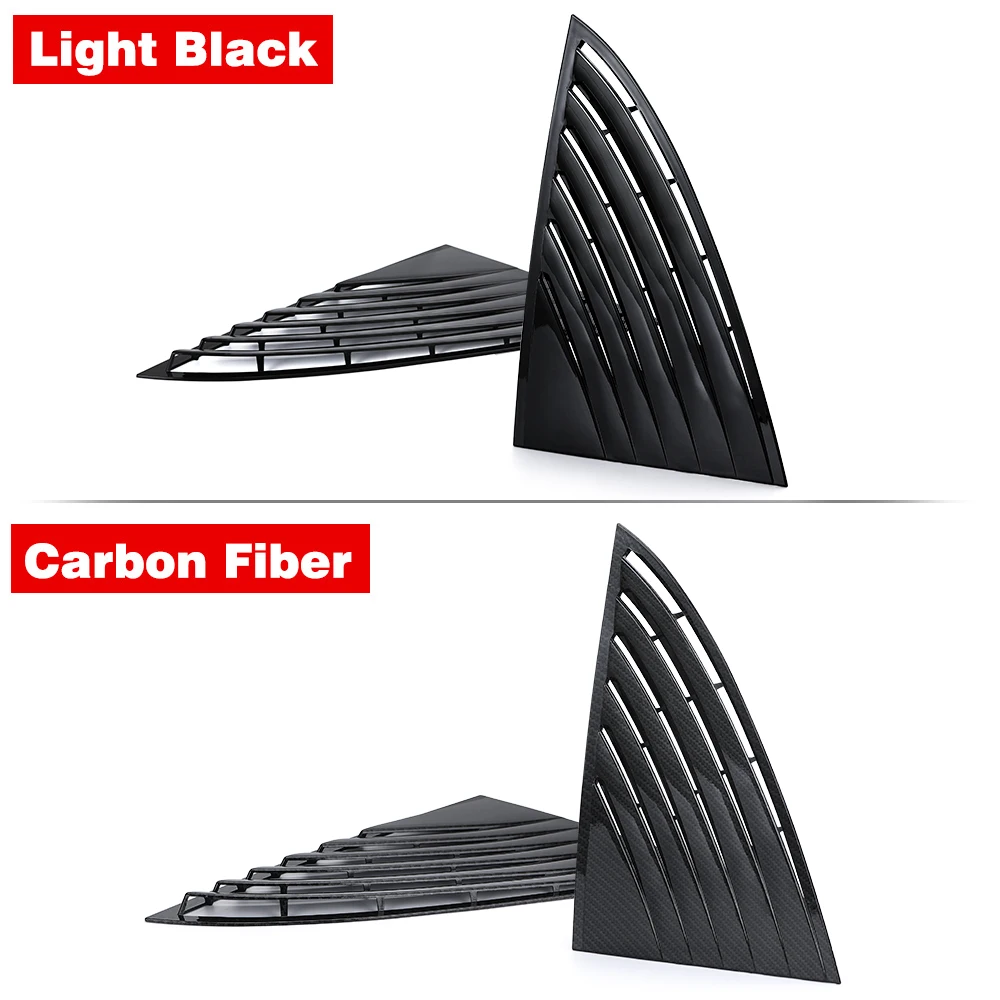 PQY - Rear Quarter Window Louver Sun Shade Spoiler Panel Carbon fiber ABS 2pcs Shutter Cover Trim For   3 PQY-WSS06