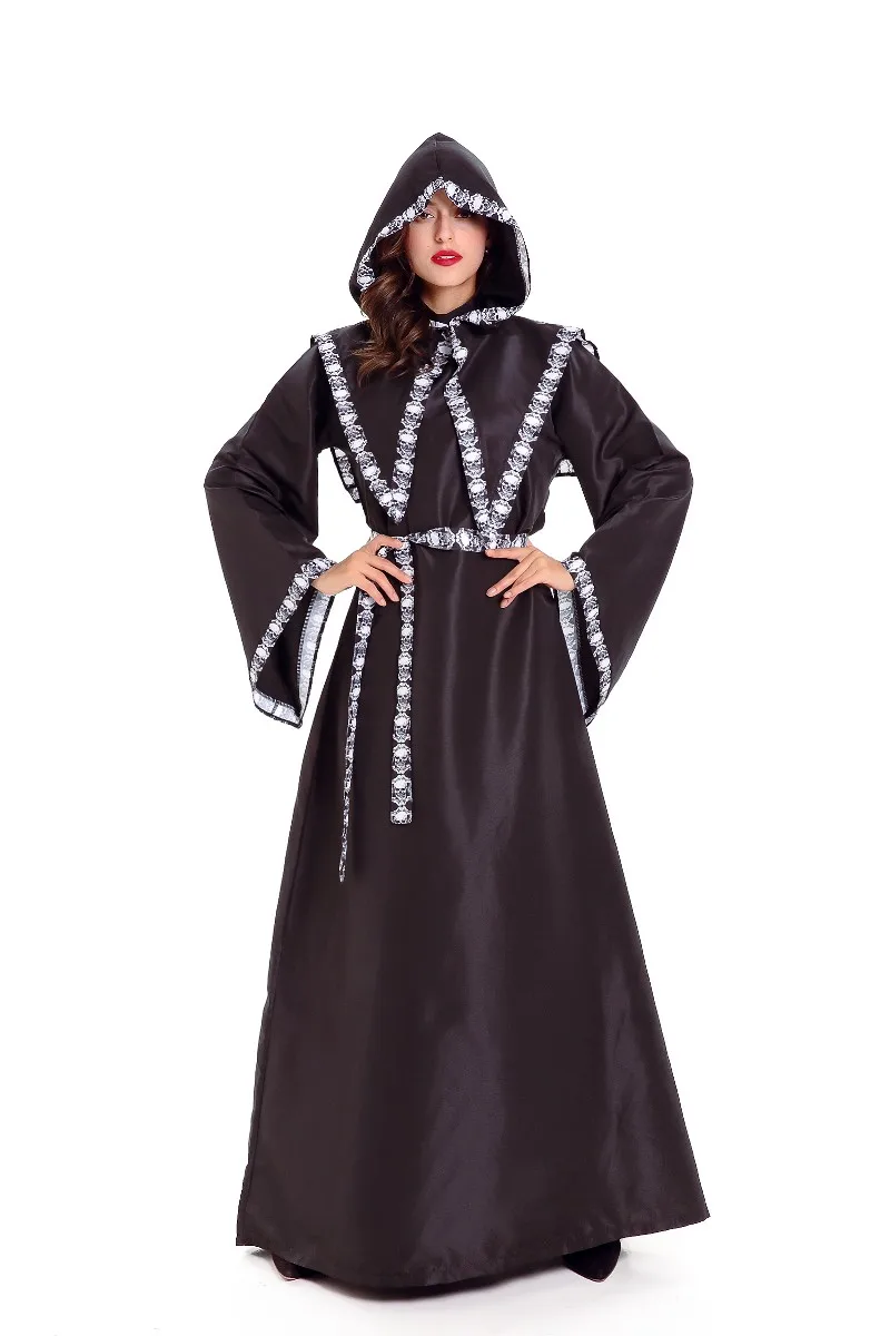 loween Death God Robe Mantello da strega Cosplay Uomo Donna Bla Cappotto lungo Coppia streghe M Versione femminile disponibile