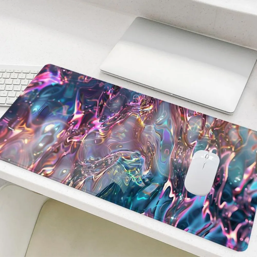 

CIFbuy Liquid Ripple Pattern Rectangular Gaming Mouse Pad, Non-Slip Rubber Base Stitched Edge Desk Mat, DurableDesktopAccessory