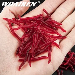 50 or 100 Pcs Red Worm Fishing Lures Silicone Mini Shrimp Fishy Smell Jerkbait Fish Ocean Rock Bass Soft Souple Bass Leurre