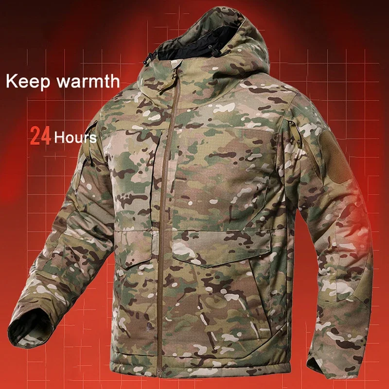 Winter Men Heated Jackets Outdoor Military Waterproof Tactical Coat Male Hoodie Casual Outwear  Thermal Reflection Windbreaker